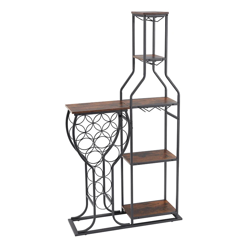 5-Tier Wine Rack w/ Hanging Wine Glass Holder