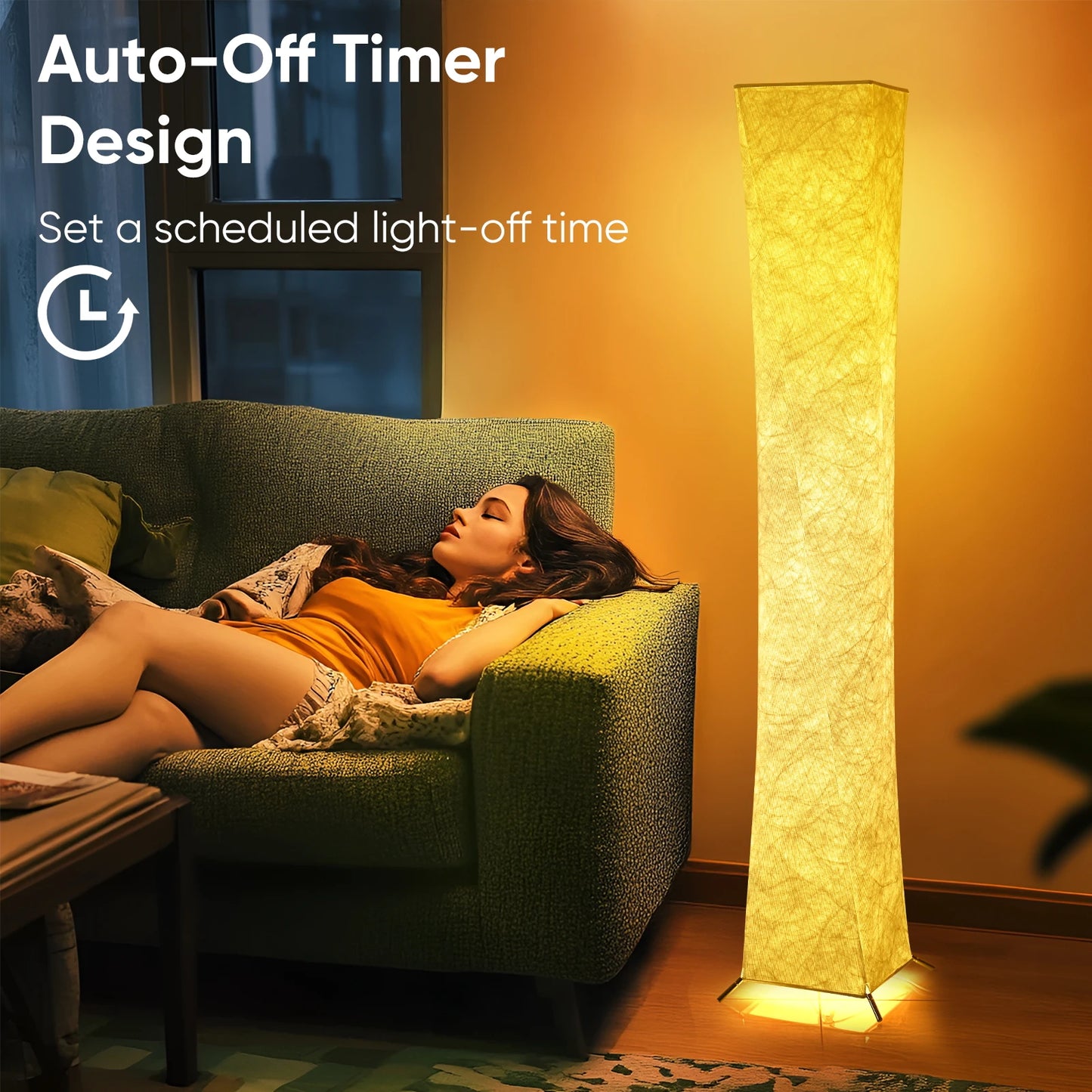 52" Modern LED Fabric Shade Floor Lamp