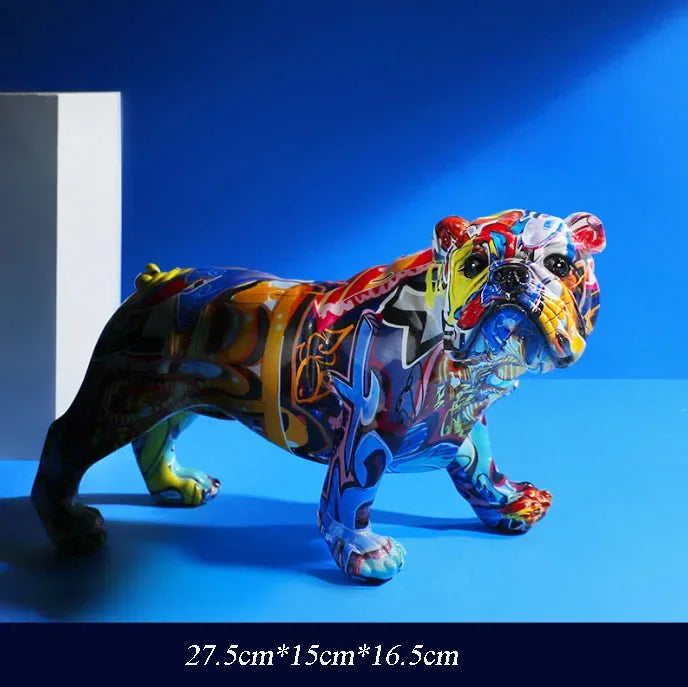 Creative Painted Graffiti Resin Dog Home Decoration
