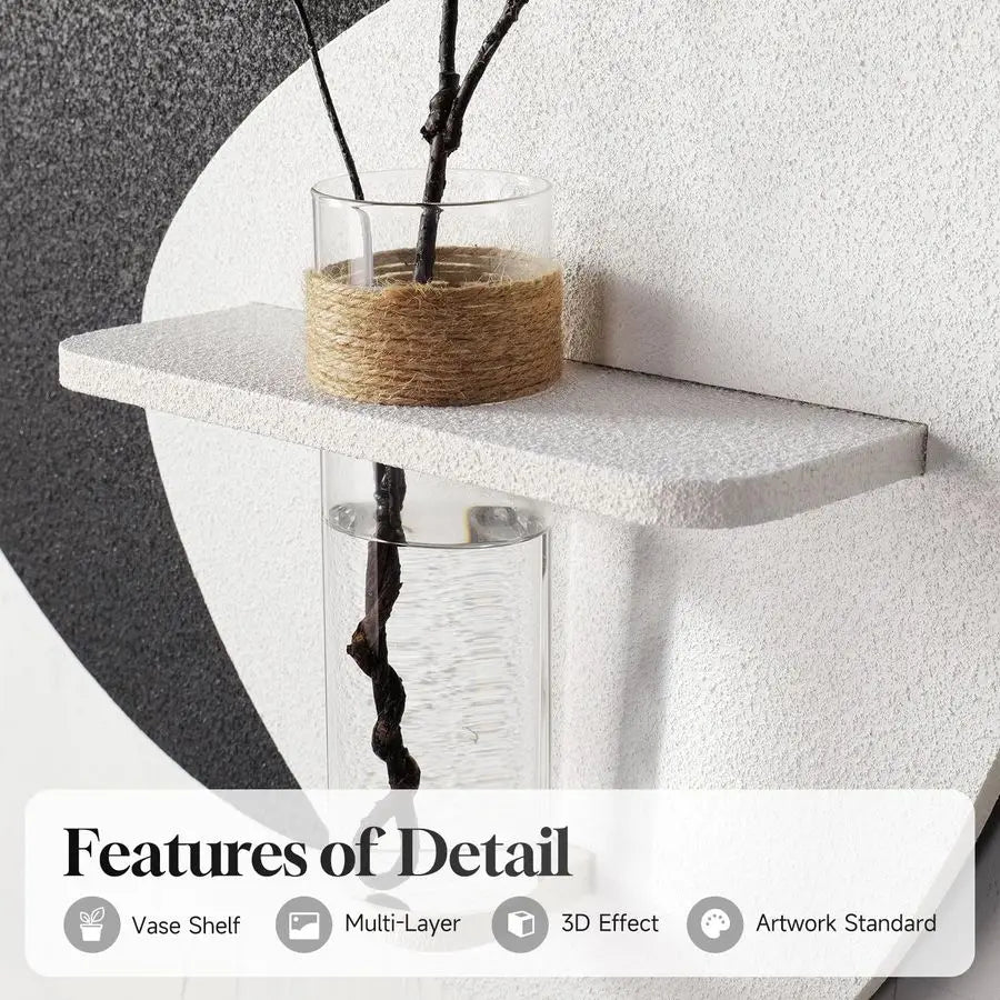 Textured Black and White Abstract Wall Art with Vase