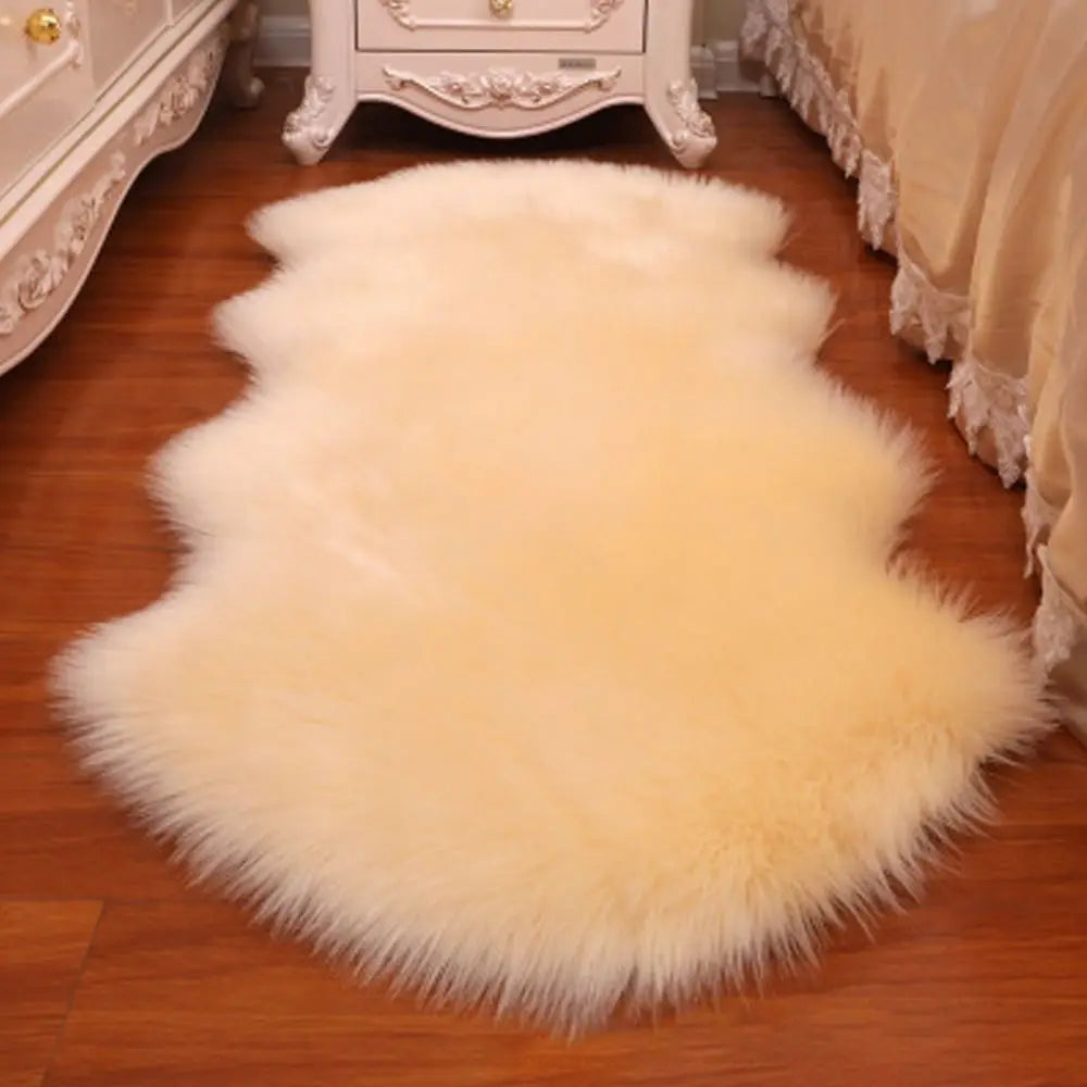 Washable Fluffy Shaggy Non-Slip Faux Fur Sheepskin Rug