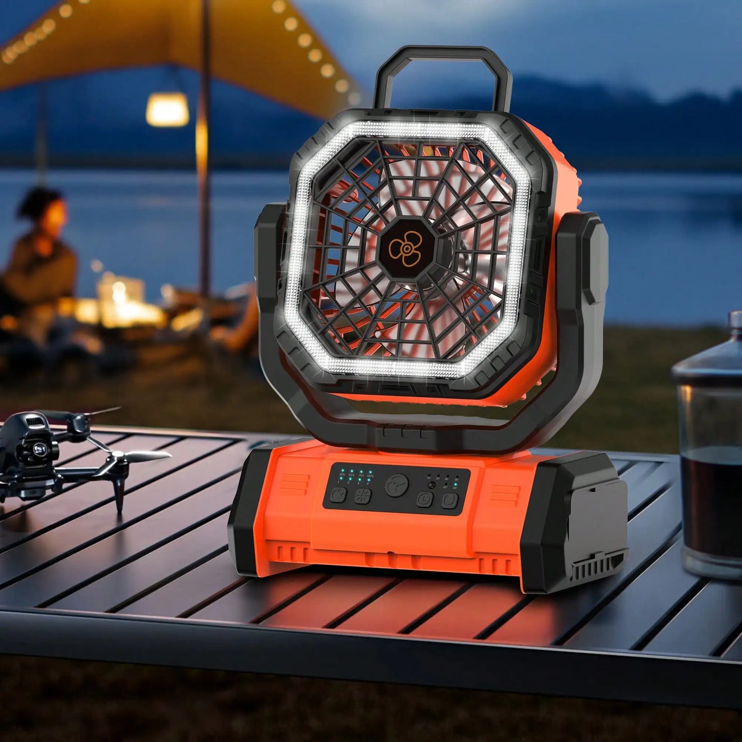 20000mAh Camping 4-Speeds Fan With LED Lantern
