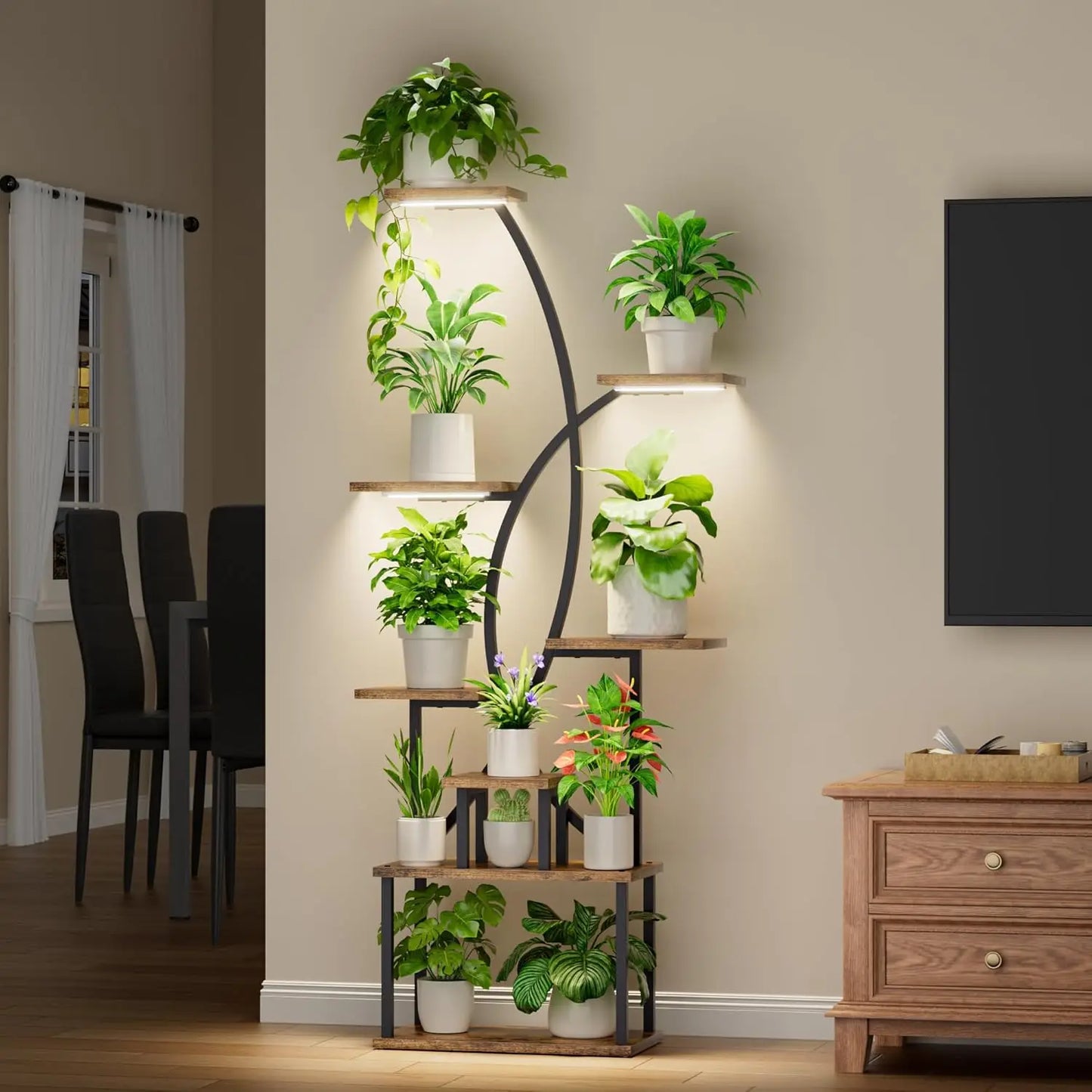 65" Tall Metal Plant Stand with Grow Lights