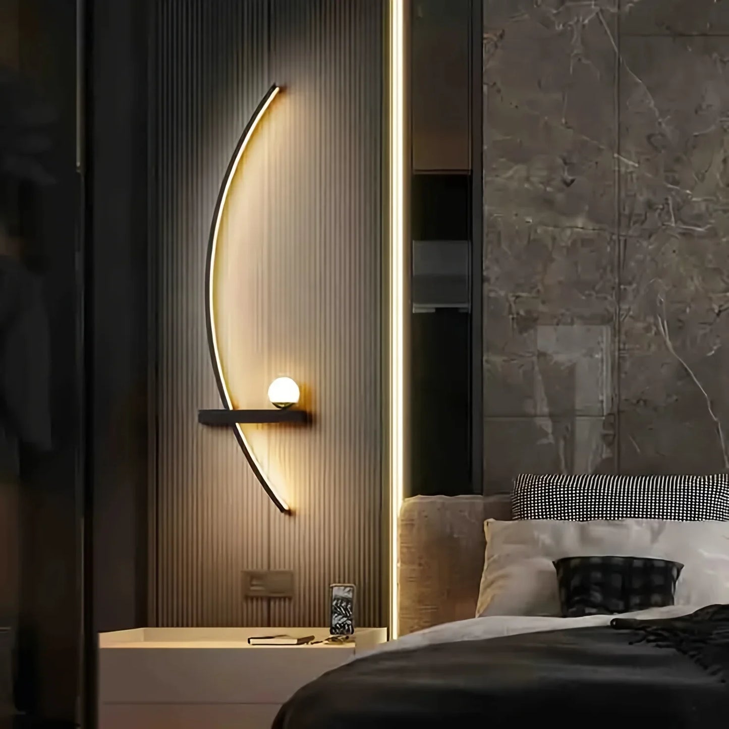 Modern Arched Metal Adjustable LED Wall Sconce