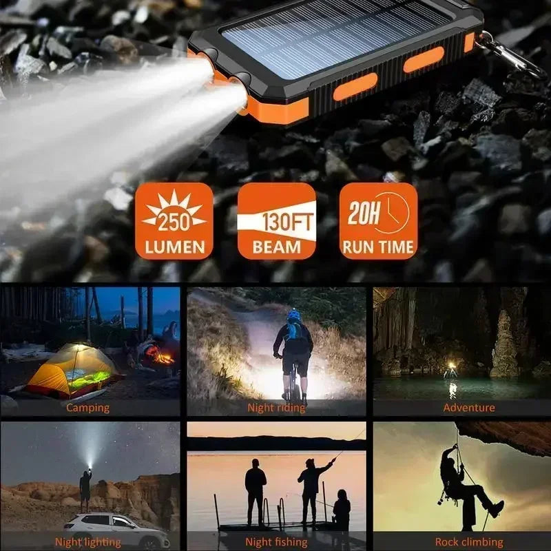 10000mAh Solar Power Bank Charger Light Compass