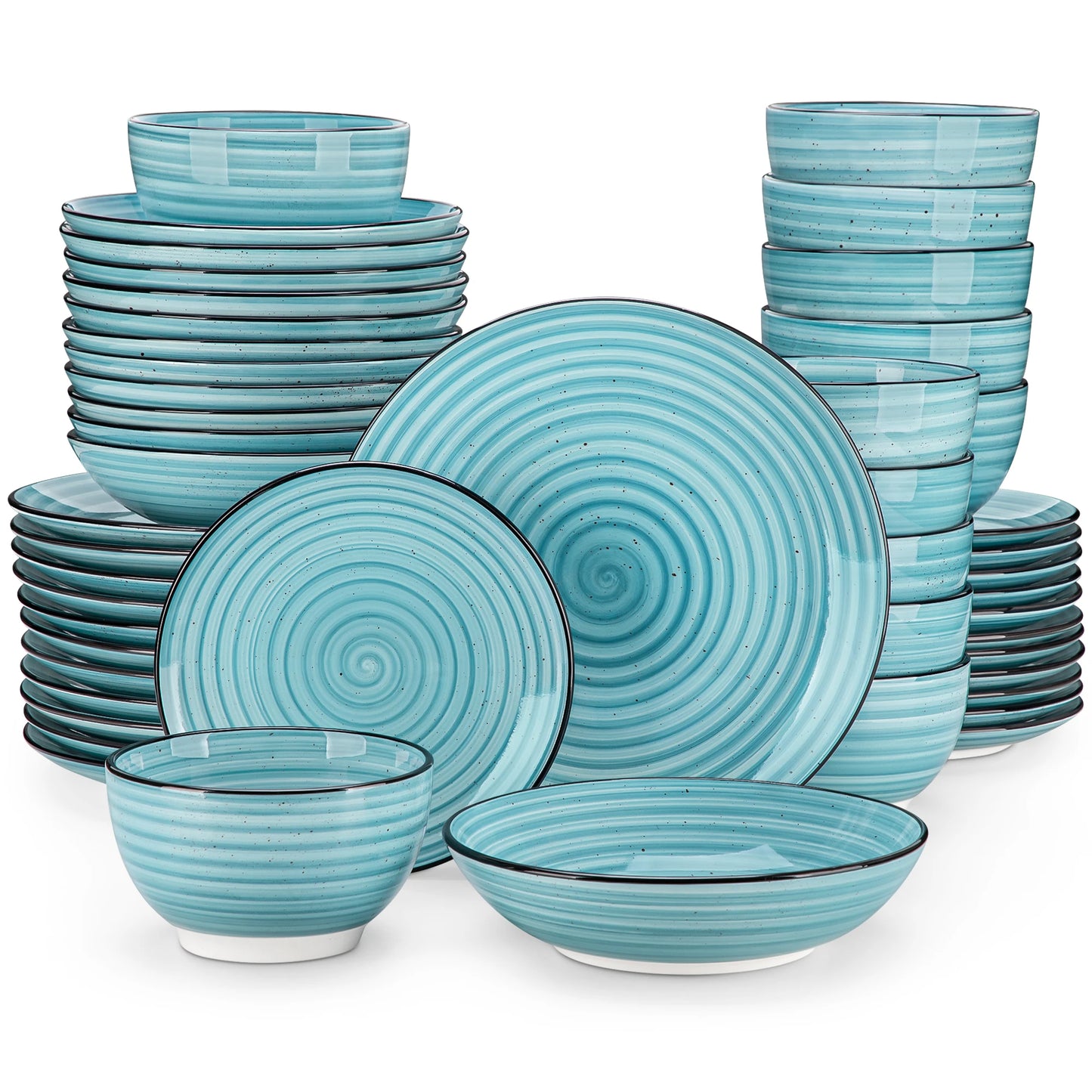 24/48 Piece Blue Spiral Ceramic Dinnerware Sets
