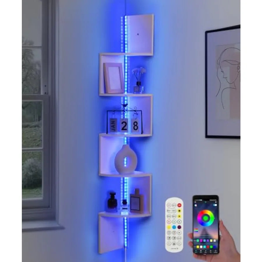 5-Tiers Corner Shelf with RGB LED Lights