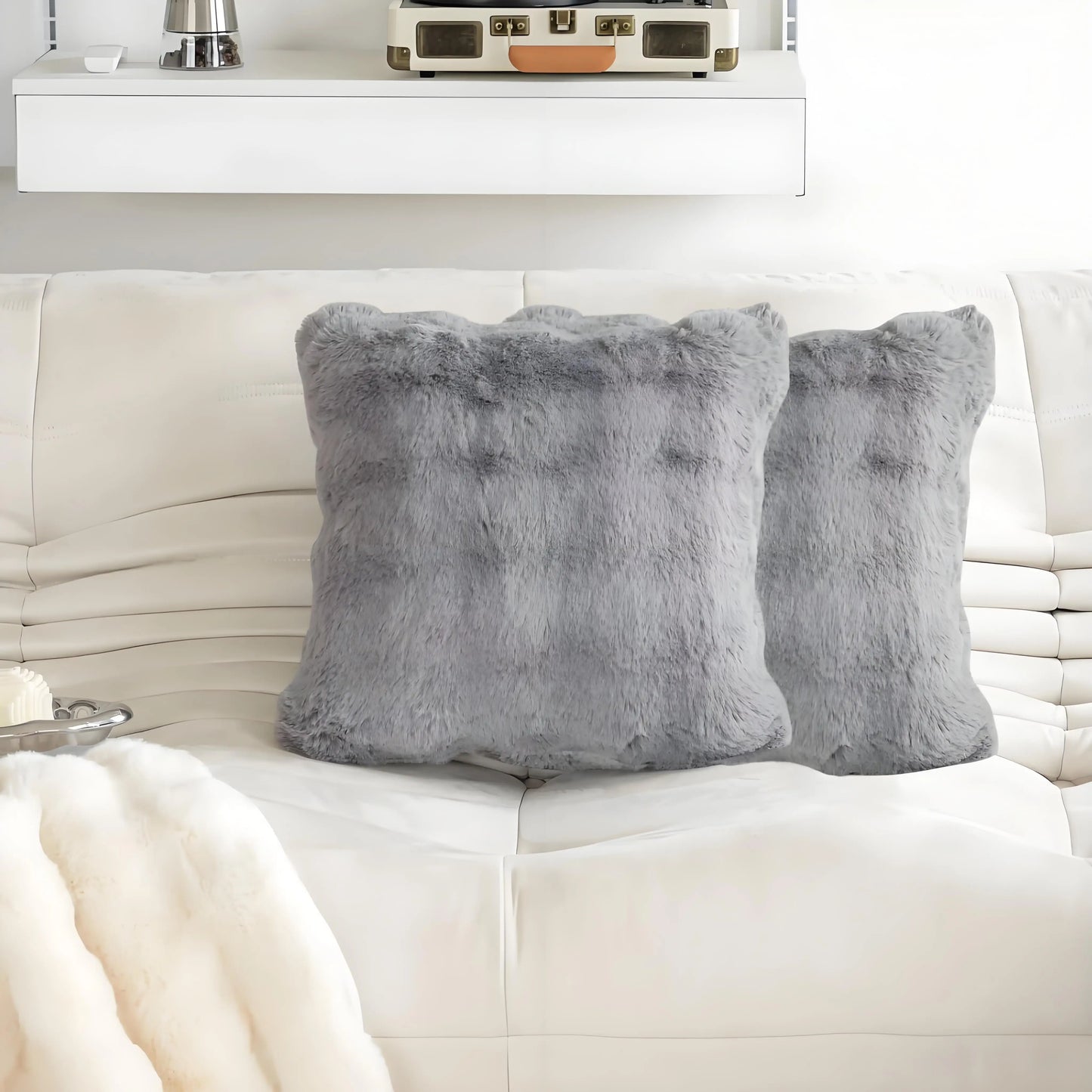 Cloud-Like Faux Fur Pillow Covers (Set of 2)
