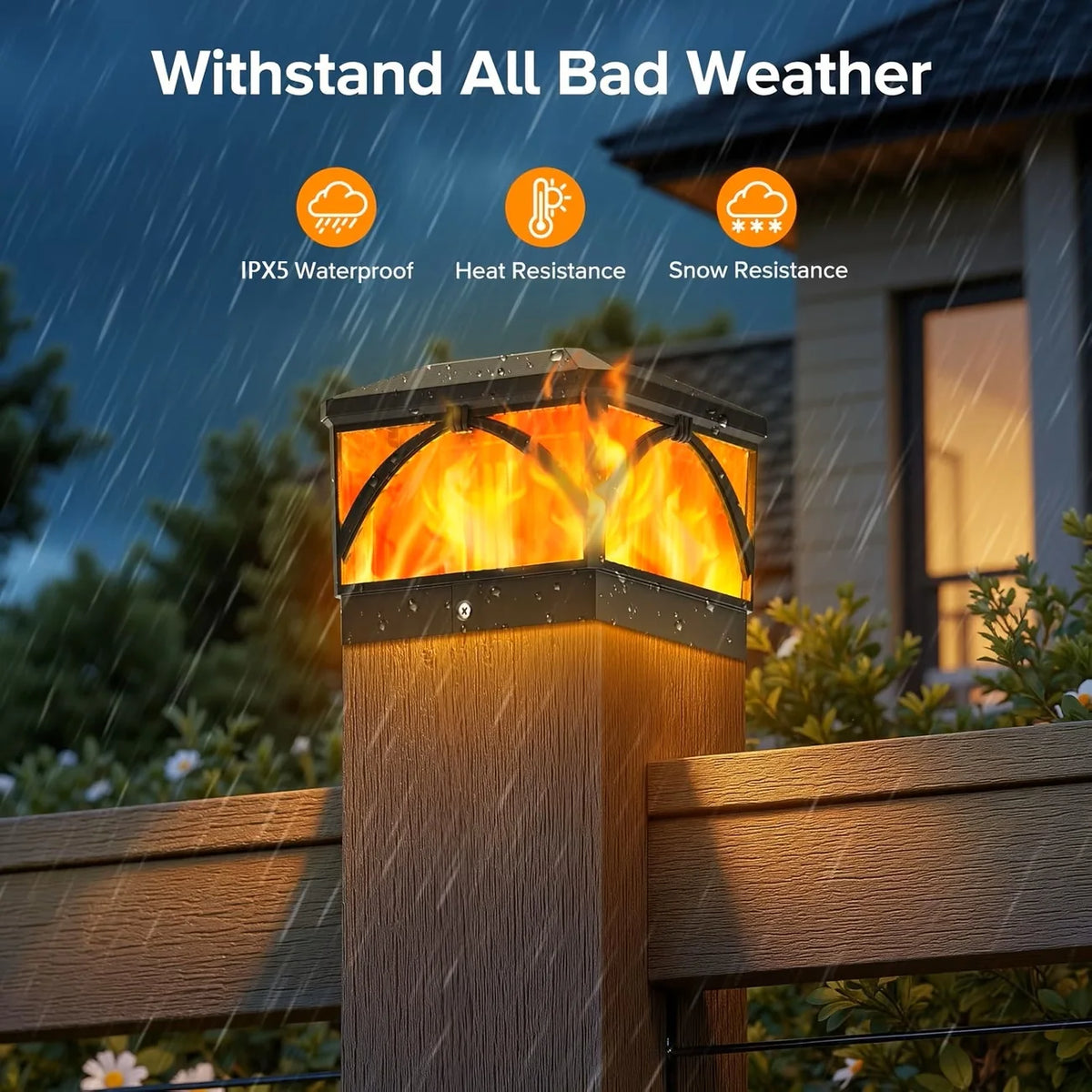 Outdoor Waterproof Solar Flame Post Lights