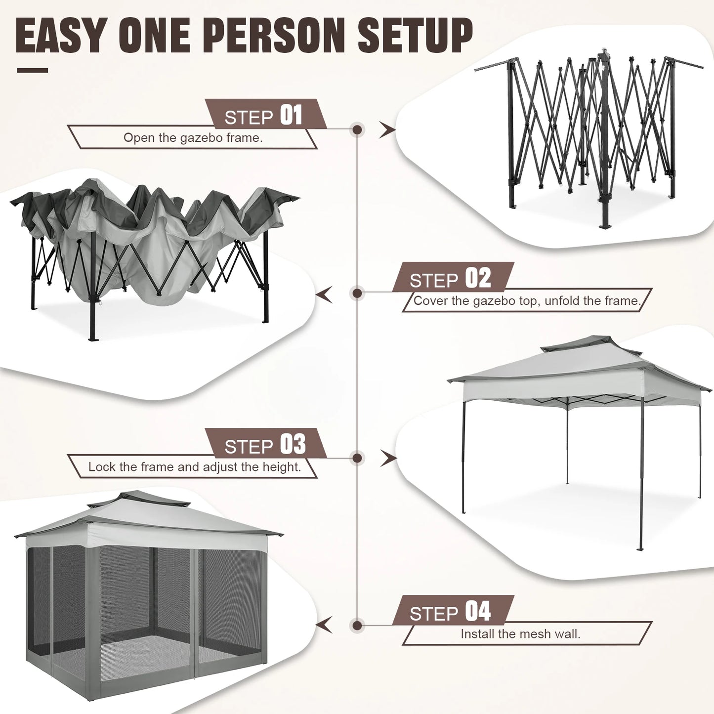 Pop Up Gazebo Canopy Tent with Mosquito Netting