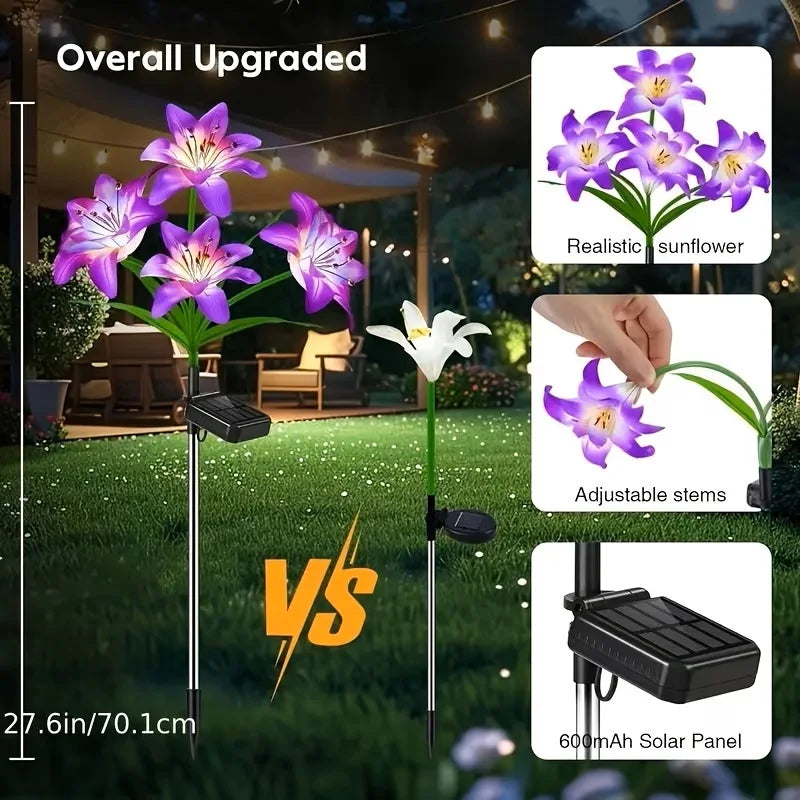 Solar Lily Lights Glowing Stems Garden Decor