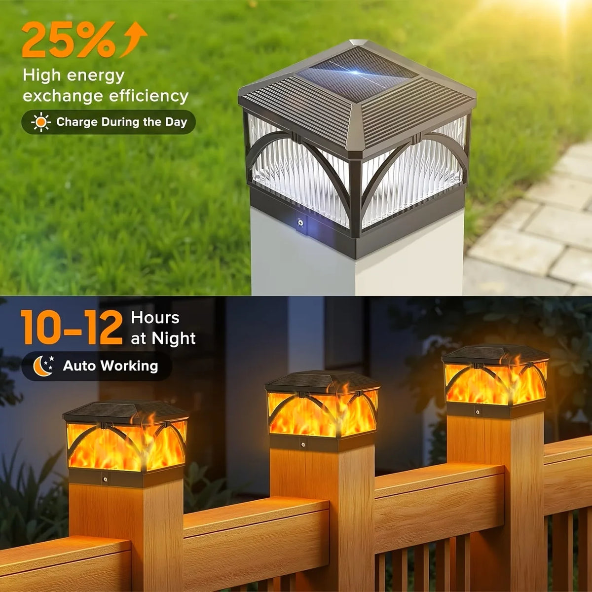 Outdoor Waterproof Solar Flame Post Lights