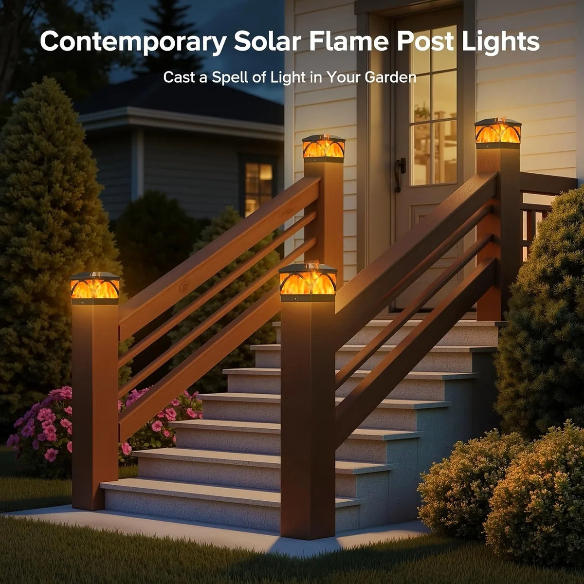 Outdoor Waterproof Solar Flame Post Lights