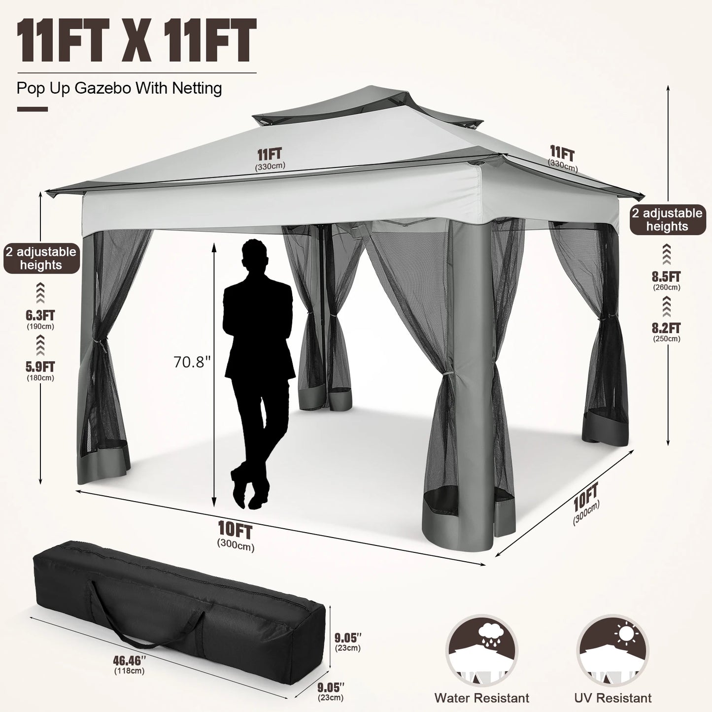 Pop Up Gazebo Canopy Tent with Mosquito Netting