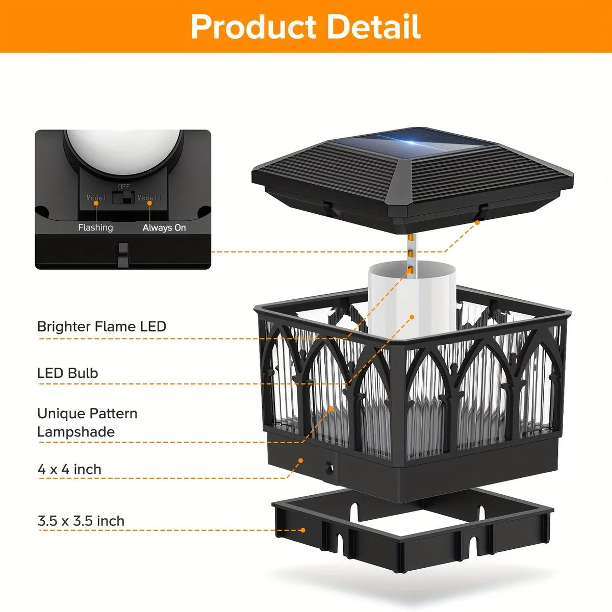 Outdoor Waterproof Solar Flame Post Lights