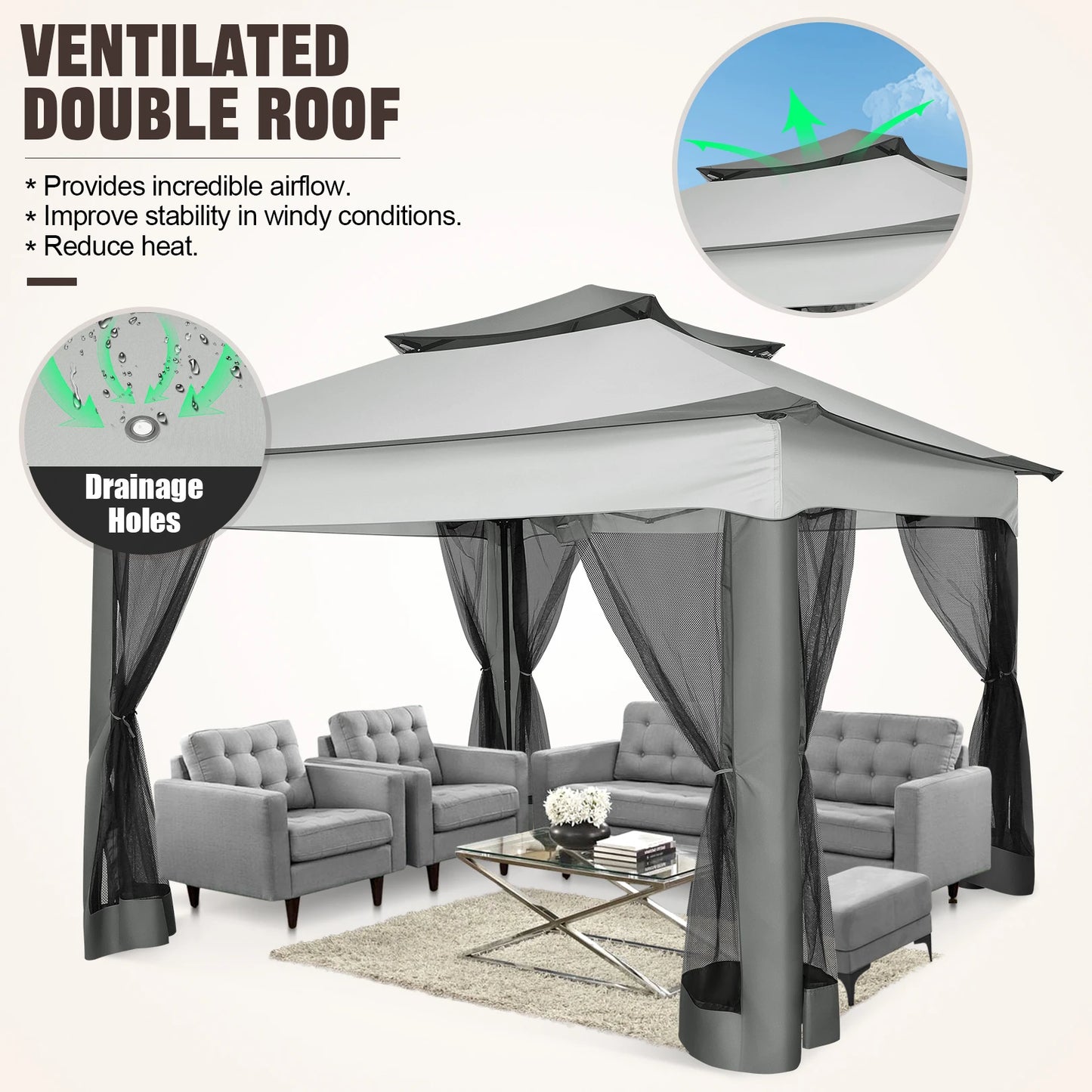 Pop Up Gazebo Canopy Tent with Mosquito Netting