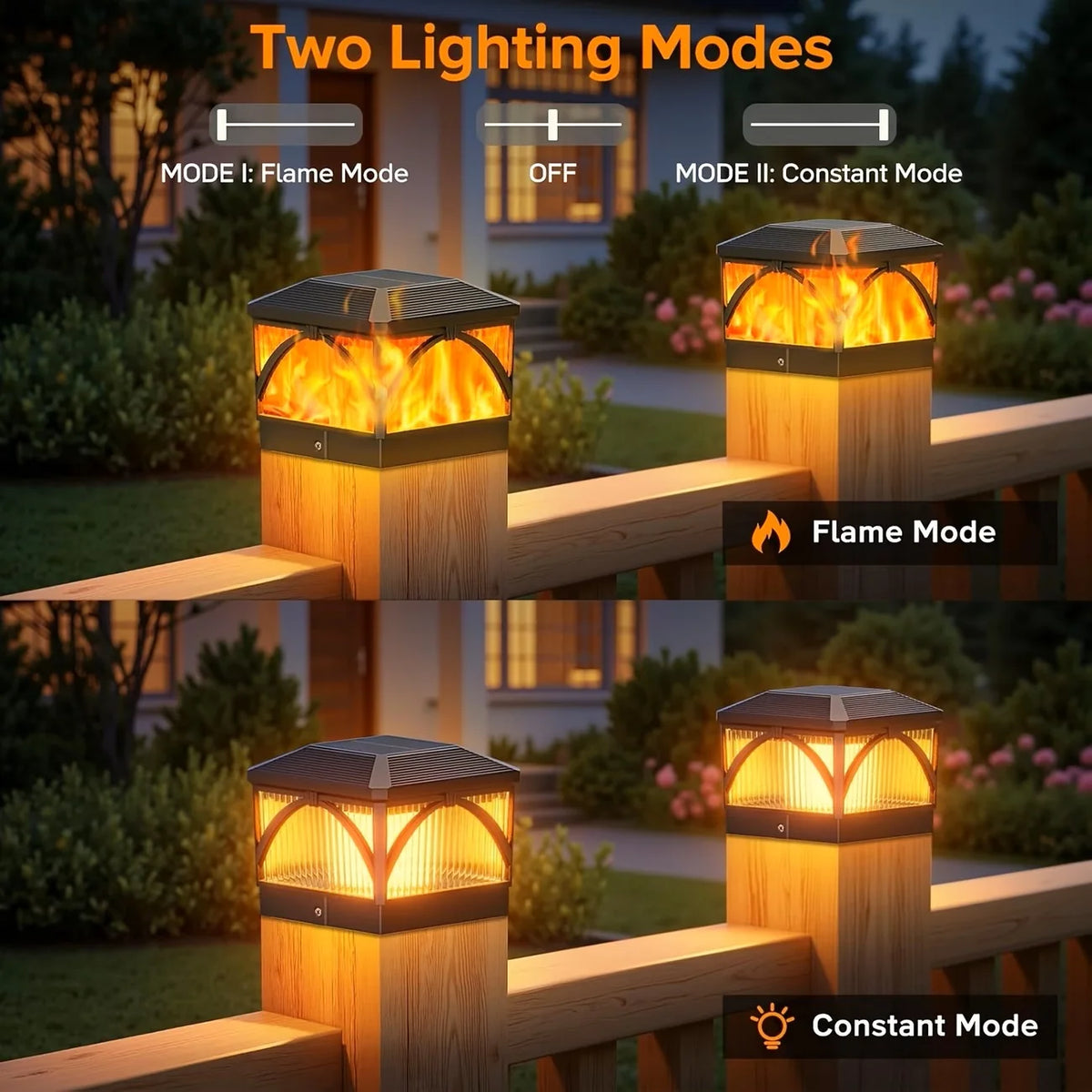 Outdoor Waterproof Solar Flame Post Lights
