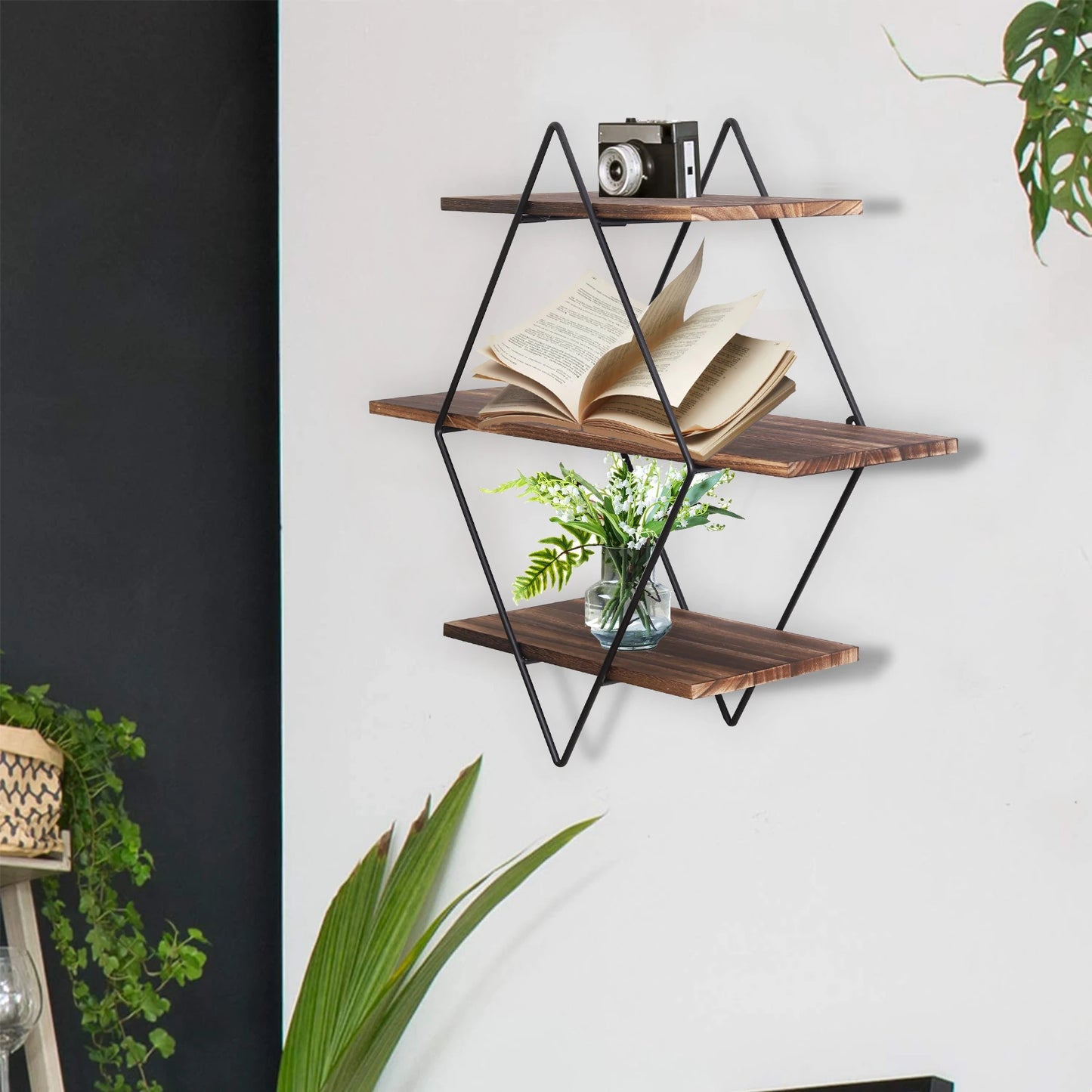 3 Tier Heavy Duty Wood Floating Shelf