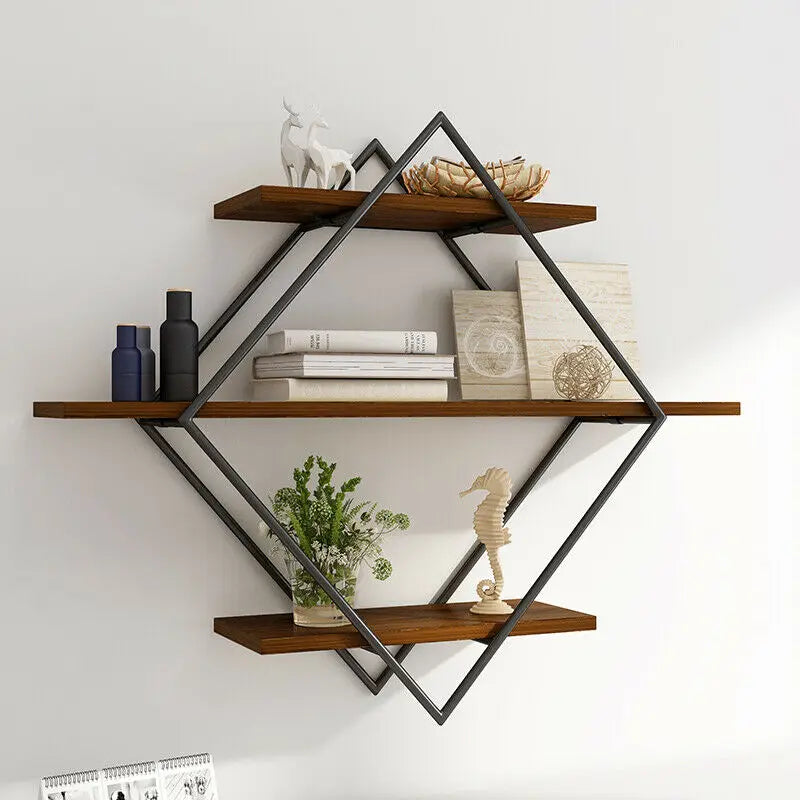 3 Tier Heavy Duty Wood Floating Shelf