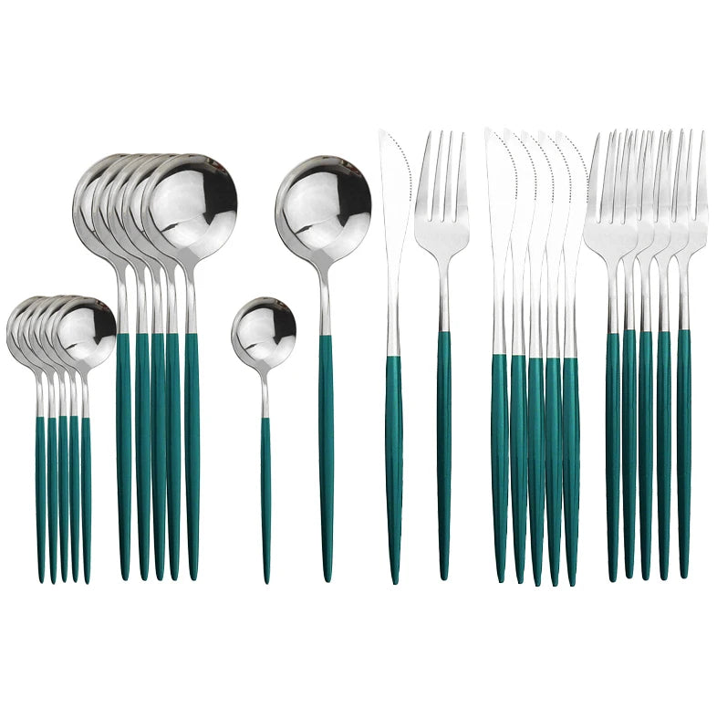 24Pcs Dinnerware Stainless Steel Cutlery Set