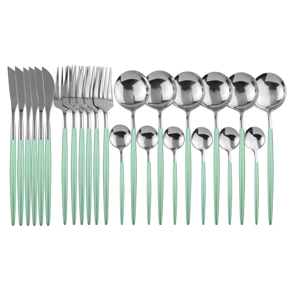 24Pcs Dinnerware Stainless Steel Cutlery Set