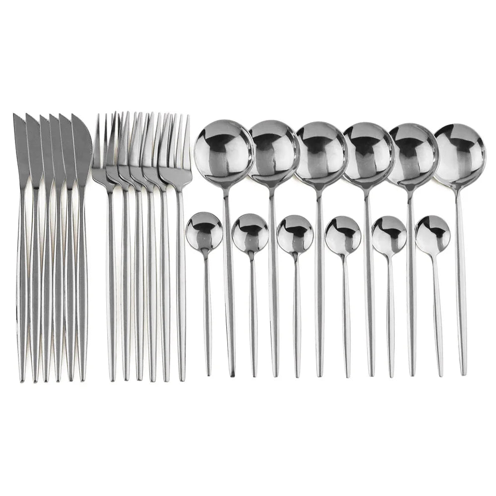 24Pcs Dinnerware Stainless Steel Cutlery Set