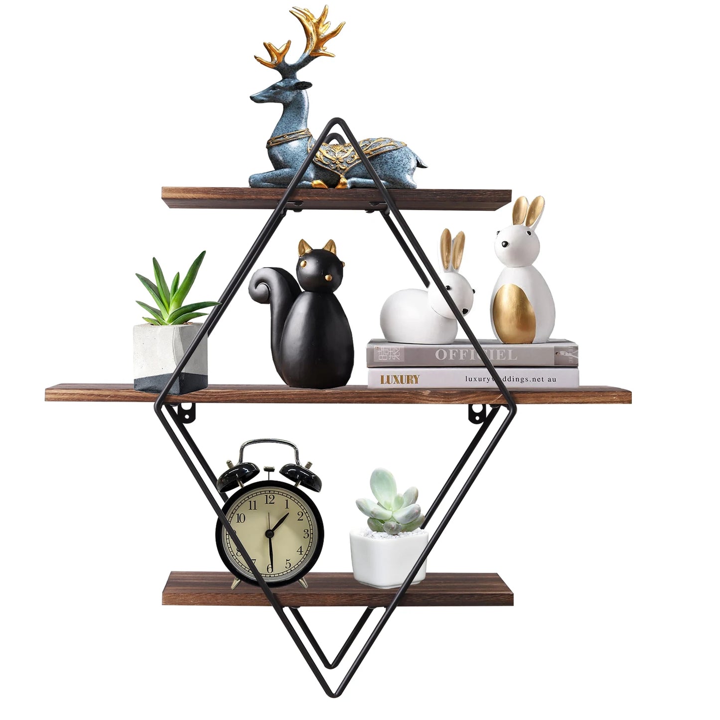 3 Tier Heavy Duty Wood Floating Shelf