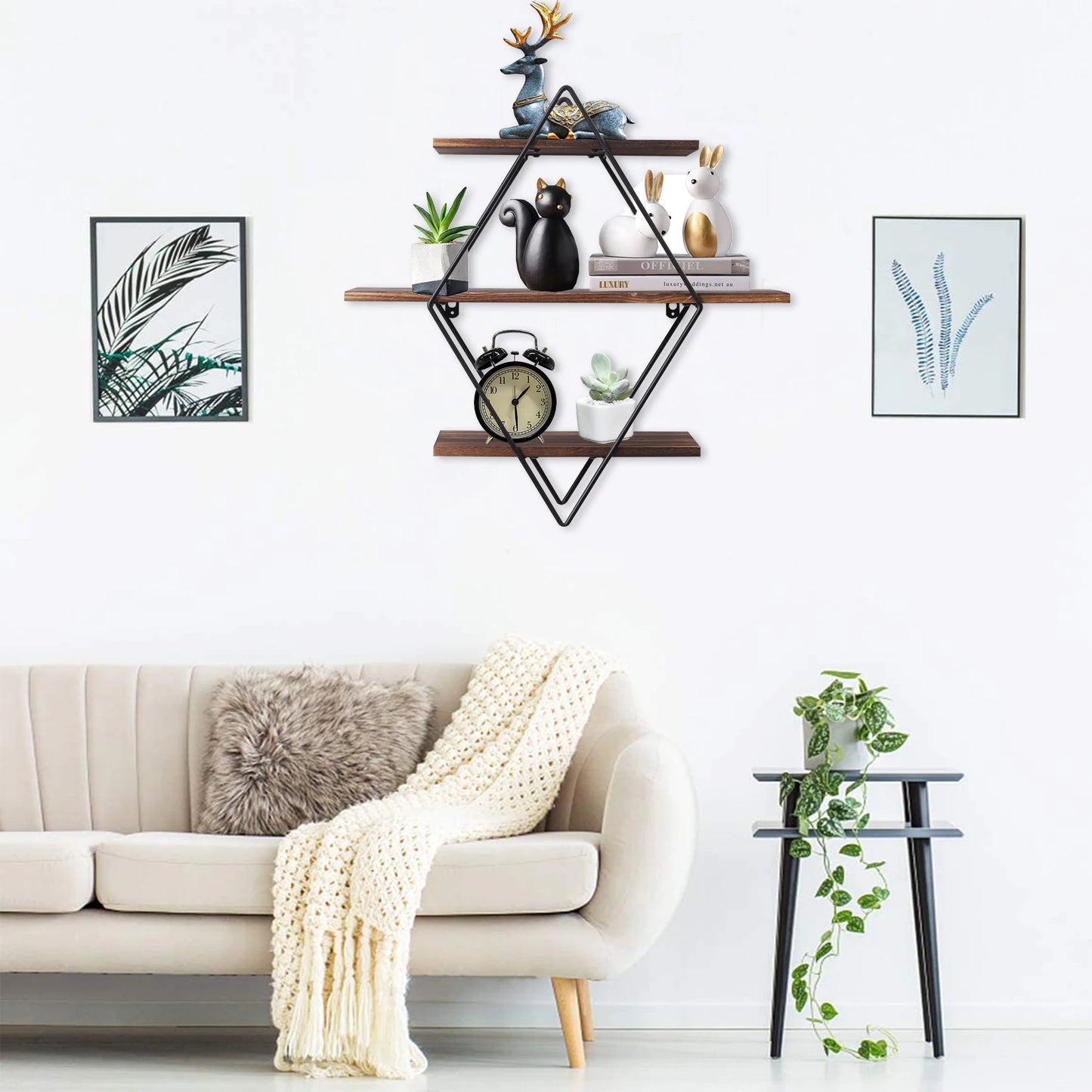 3 Tier Heavy Duty Wood Floating Shelf
