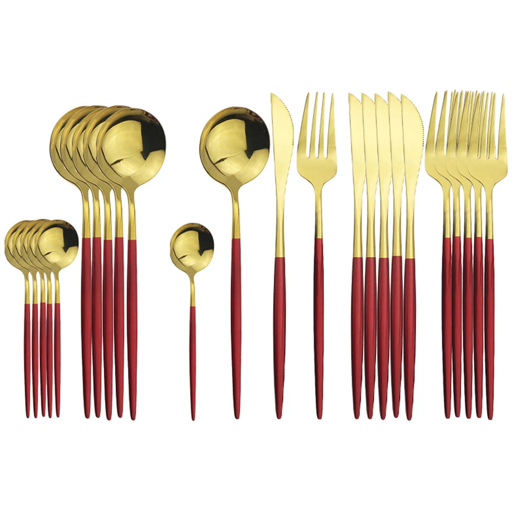 24Pcs Dinnerware Stainless Steel Cutlery Set