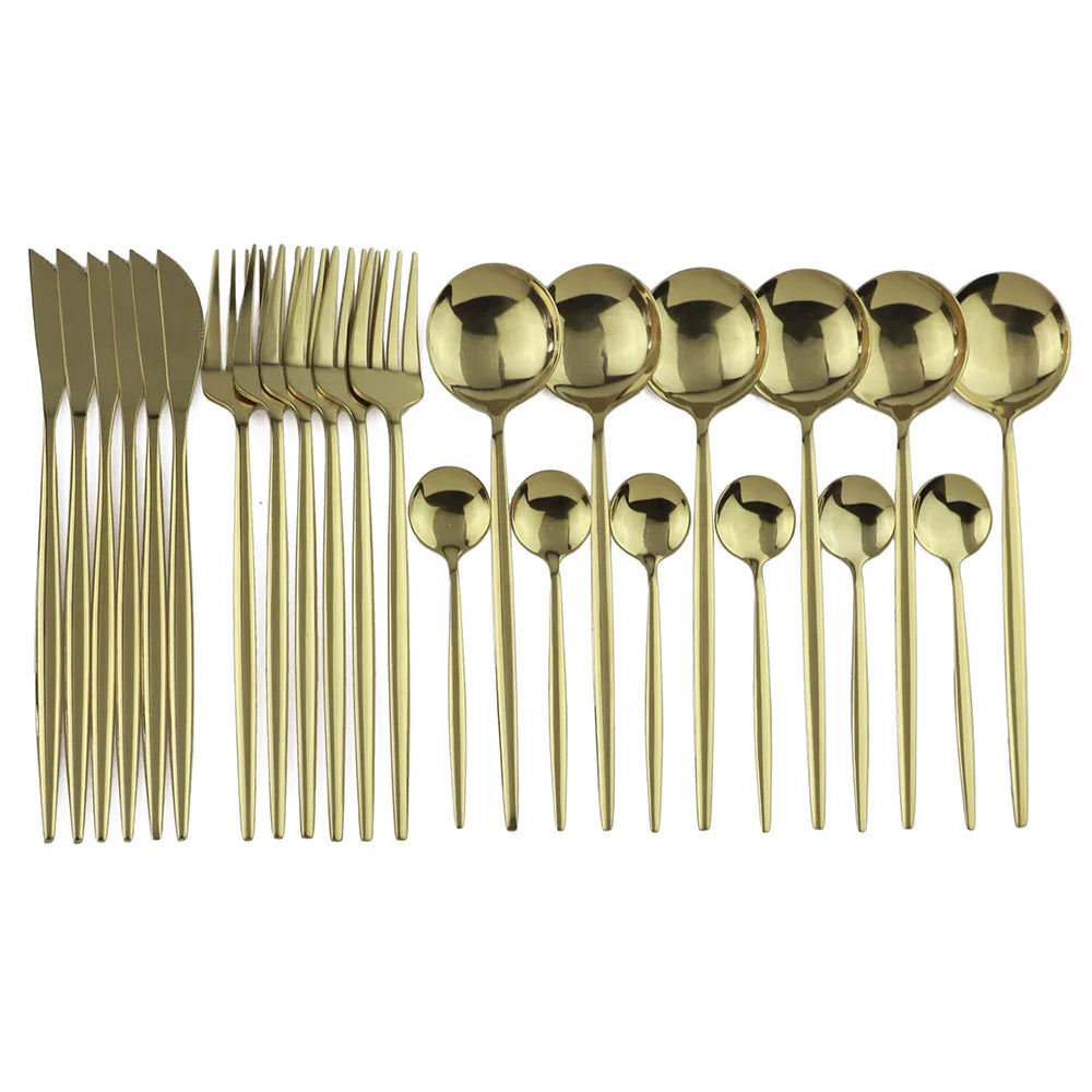 24Pcs Dinnerware Stainless Steel Cutlery Set