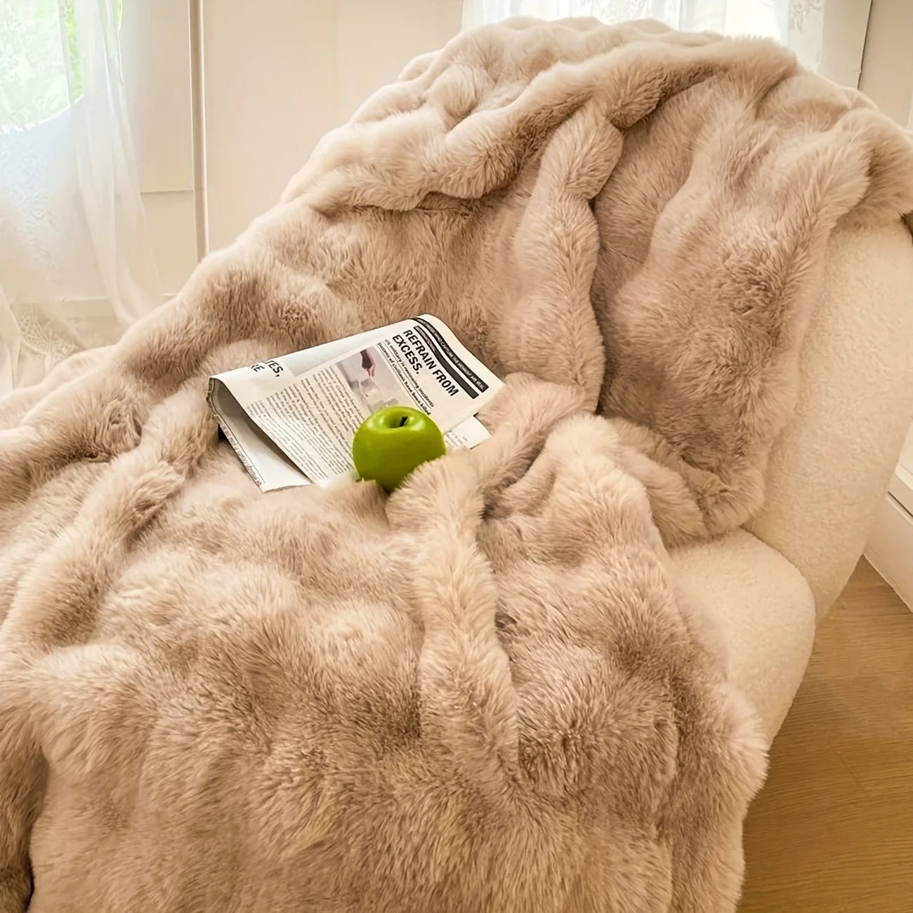 1PC Cozy Faux Rabbit Fleece Blanket | Throw