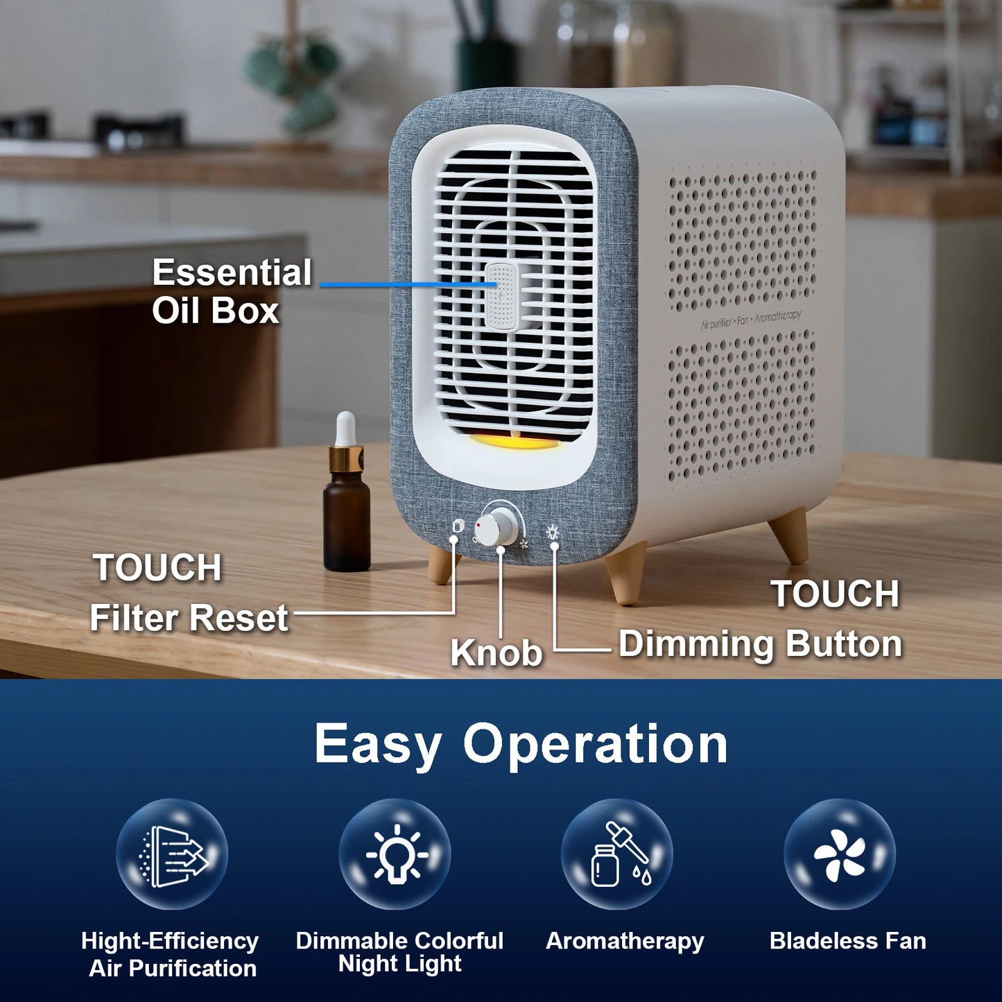Air Purifier for Home Bedroom 780sq ft, HEPA &Activated Carbon
