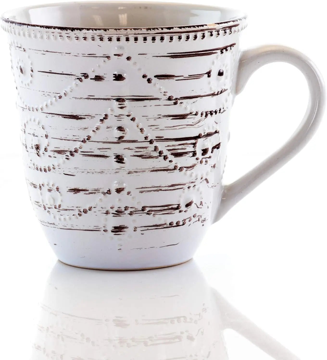 Rustic Birch Embossed Scalloped Stoneware Dinnerware Set