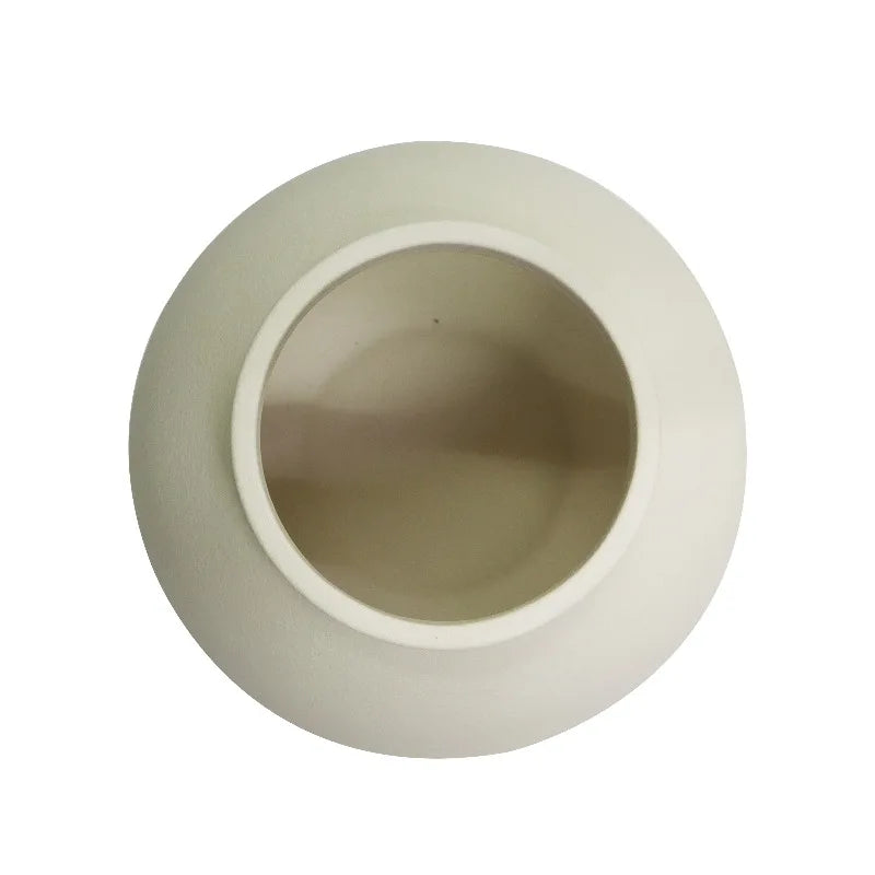 Matte Ceramic Round Vase Natural Beige White