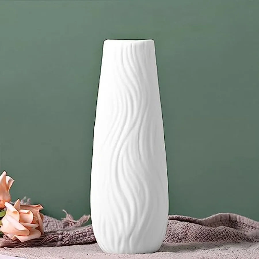 Classic Style Ceramic Flower Vase, 8.4" H