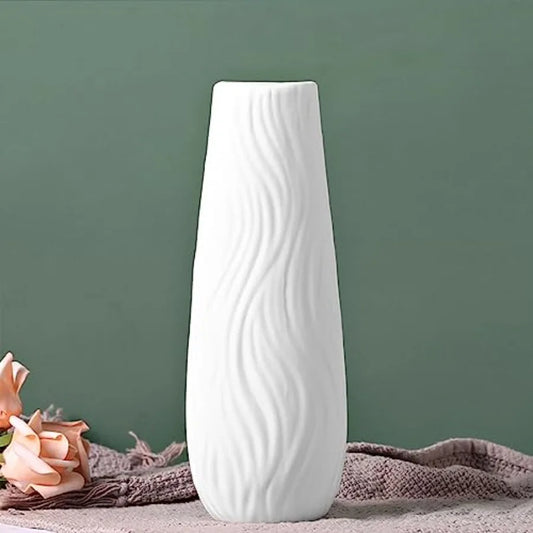 Classic Style Ceramic Flower Vase, 8.4" H