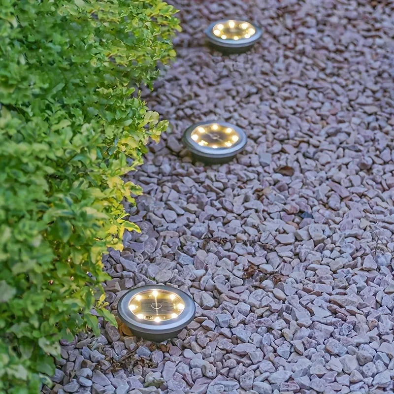 8 Pcs LED Solar Power Disk Outdoor Garden Lights