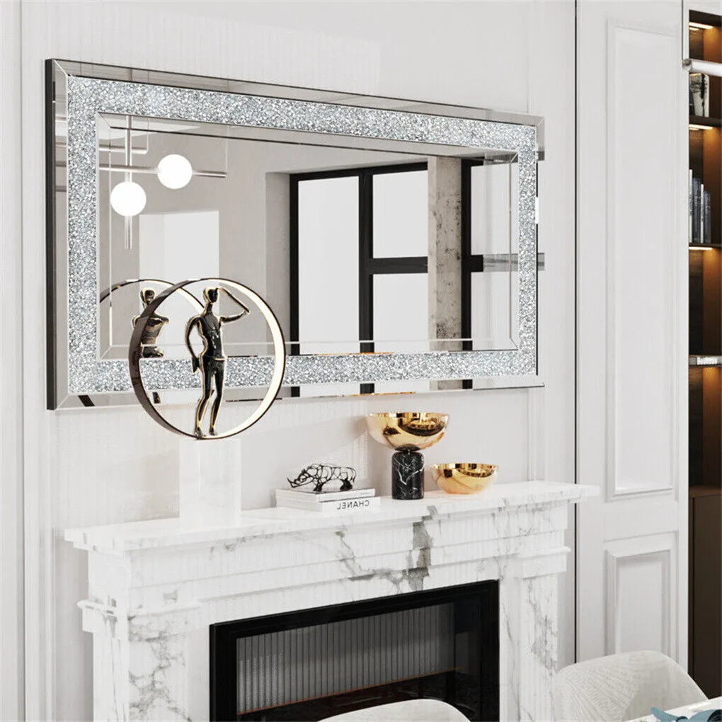 Crystal Crushed Diamond Rectangular Wall Mirror