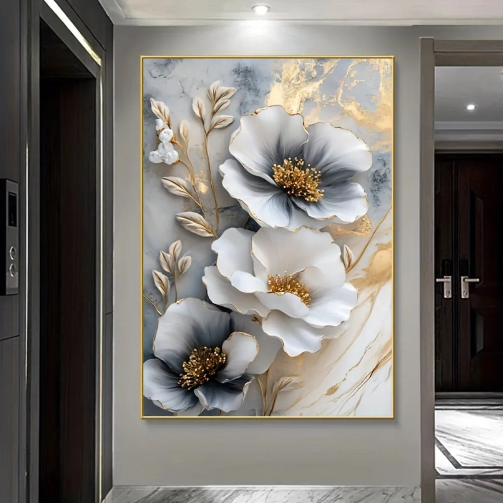 Luxury Canvas Mural Framed 3D Floral Painting