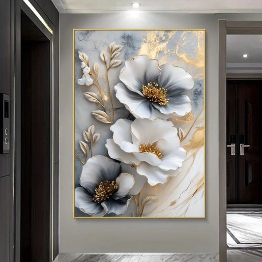Luxury Canvas Mural Framed 3D Floral Painting