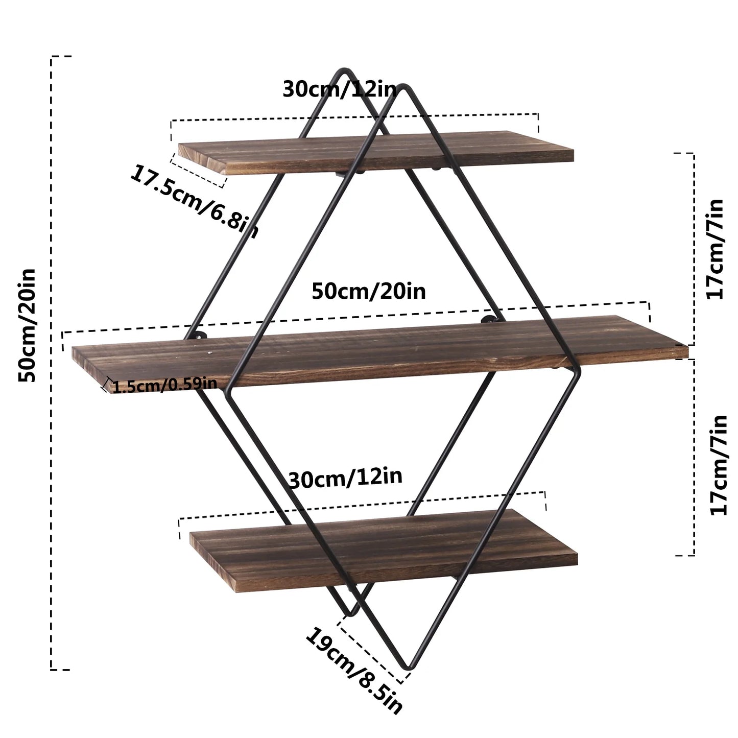3 Tier Heavy Duty Wood Floating Shelf