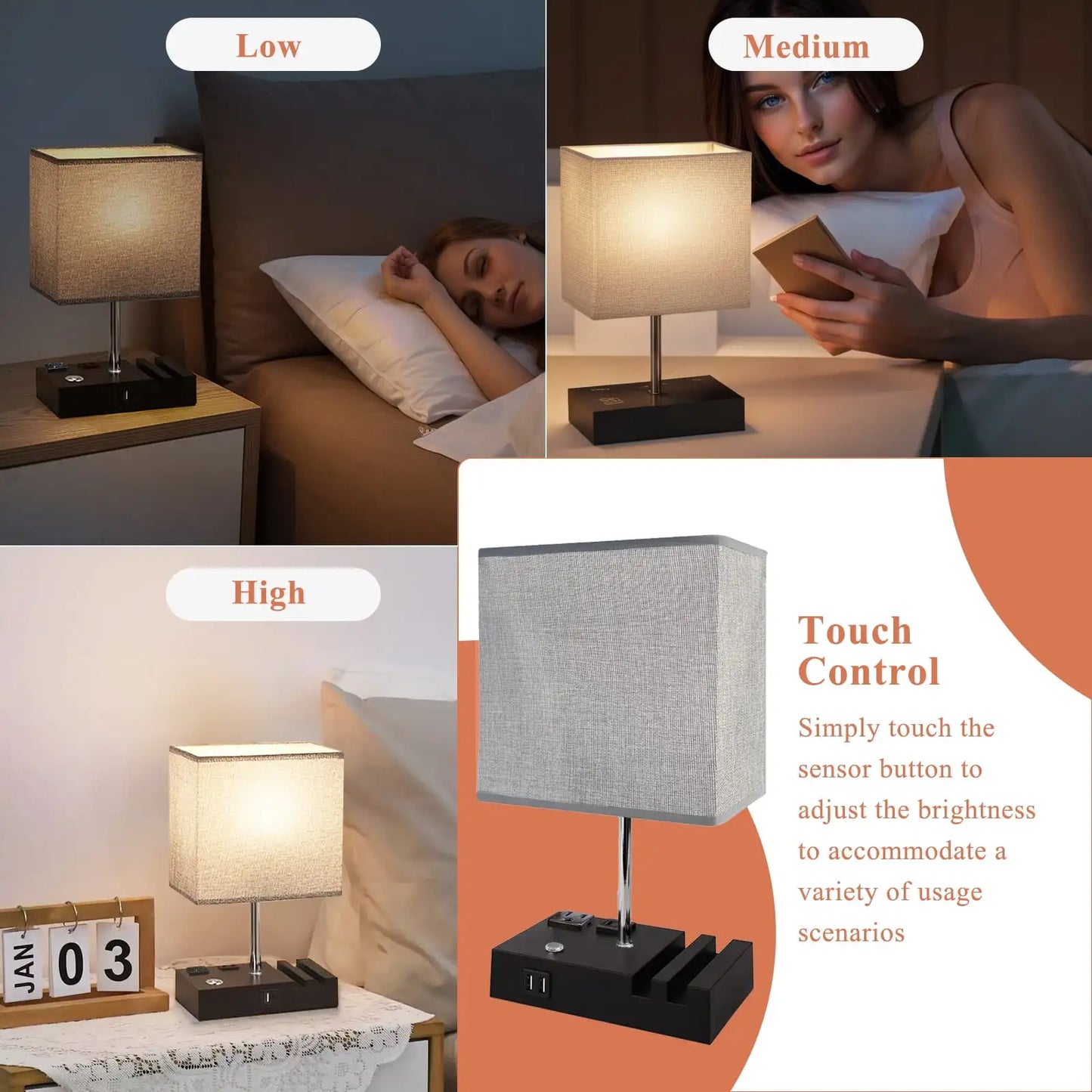 15.7" Lamp Dual Fast USB Charging Ports