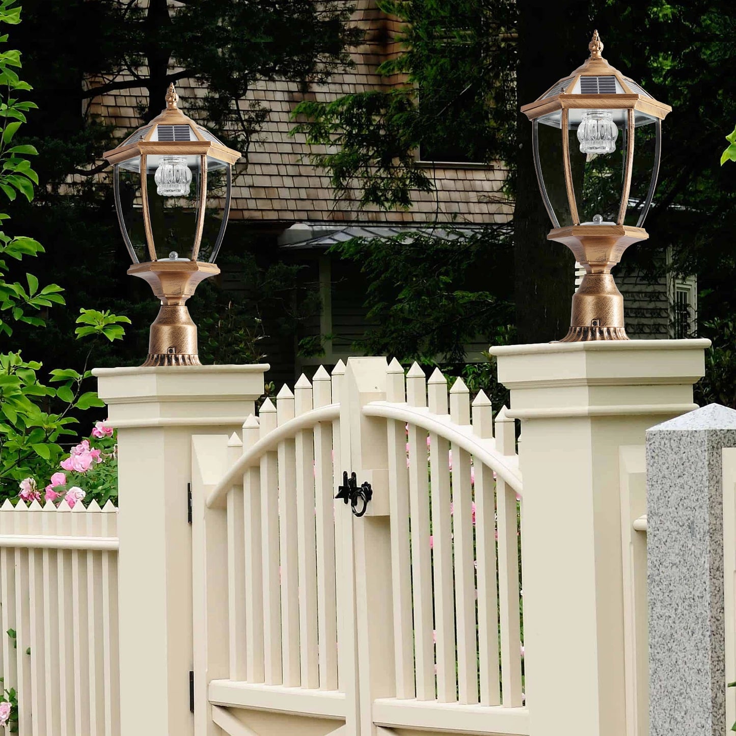 Vintage Solar LED Post Light - Waterproof Outdoor Lantern