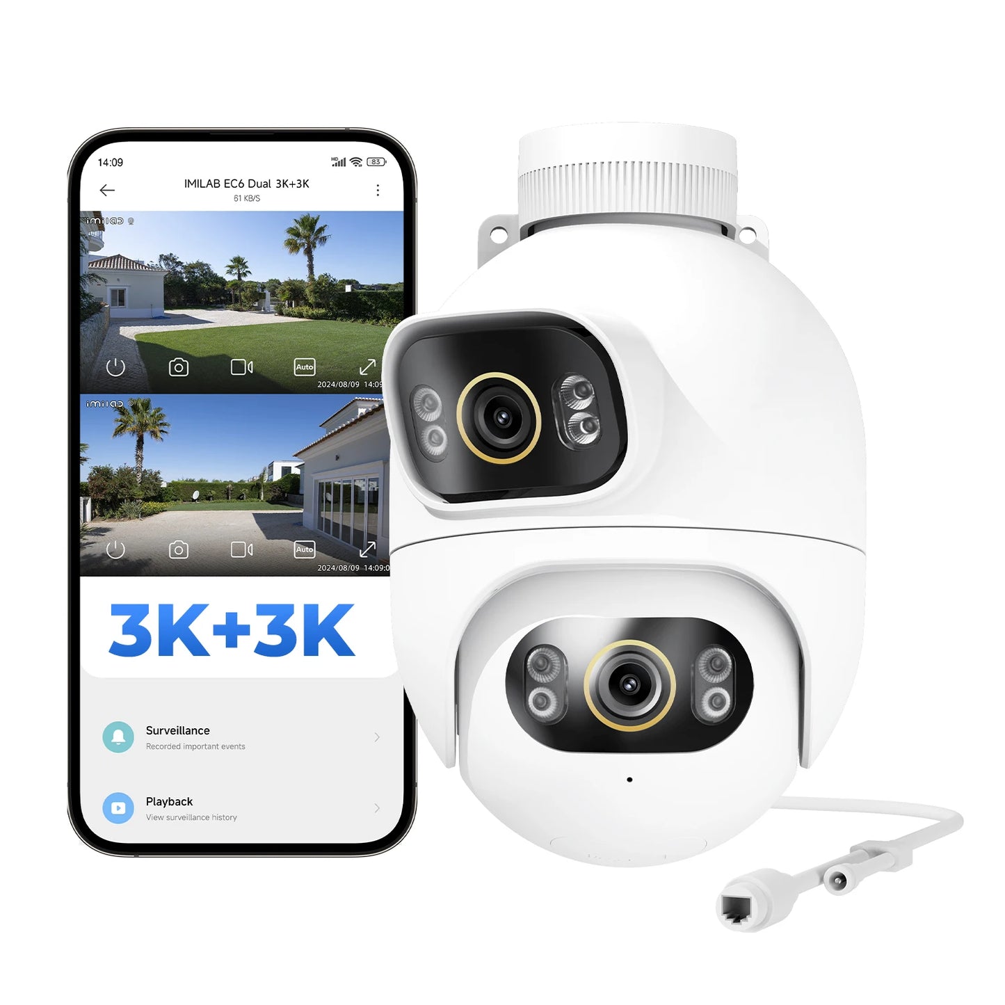 Outdoor Surveillance 2-Lens Camera 360° Night Vision