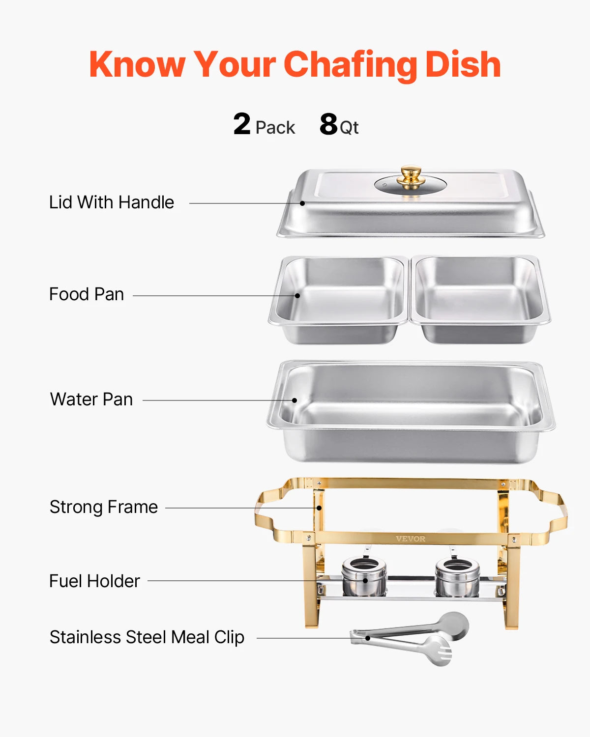 2/4 Pack Rectangular Chafing Dish Buffet Set