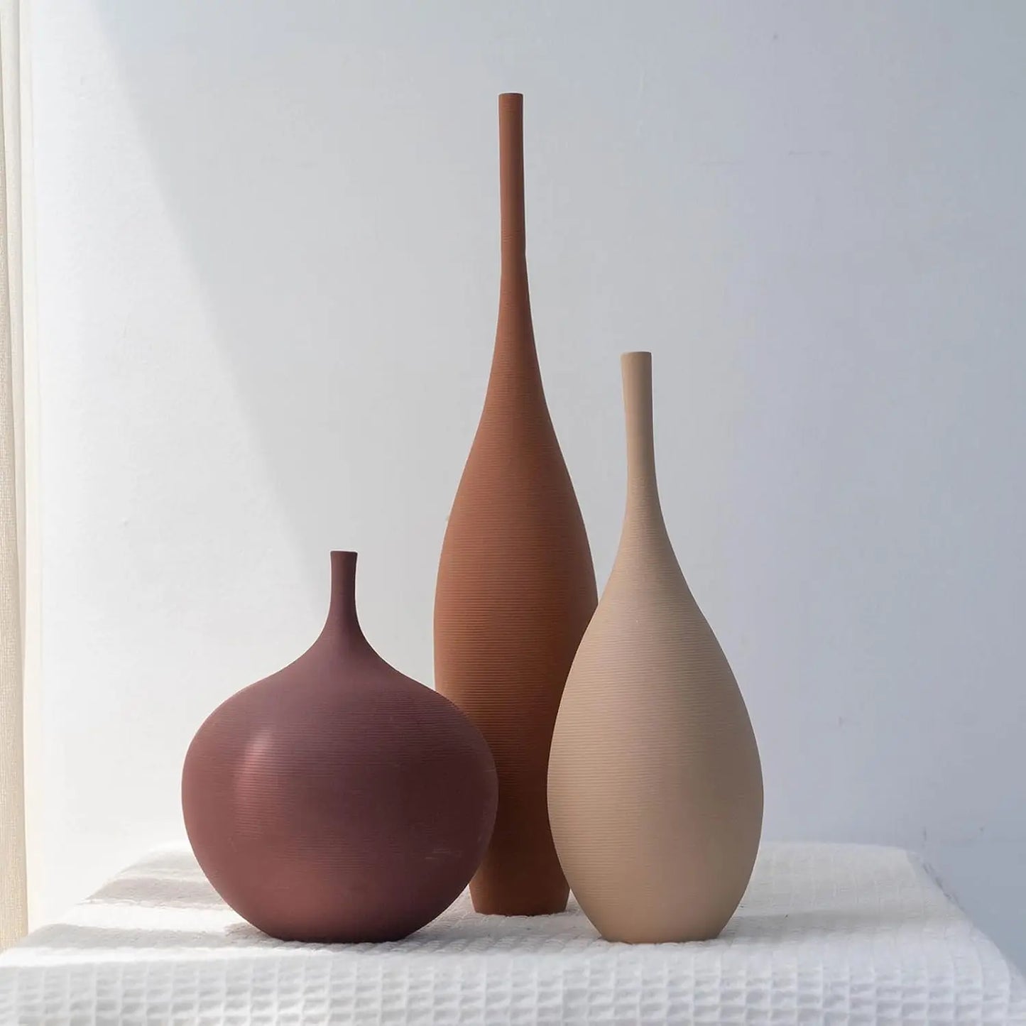 Modern Minimalist Ceramic Vases, Set of 3
