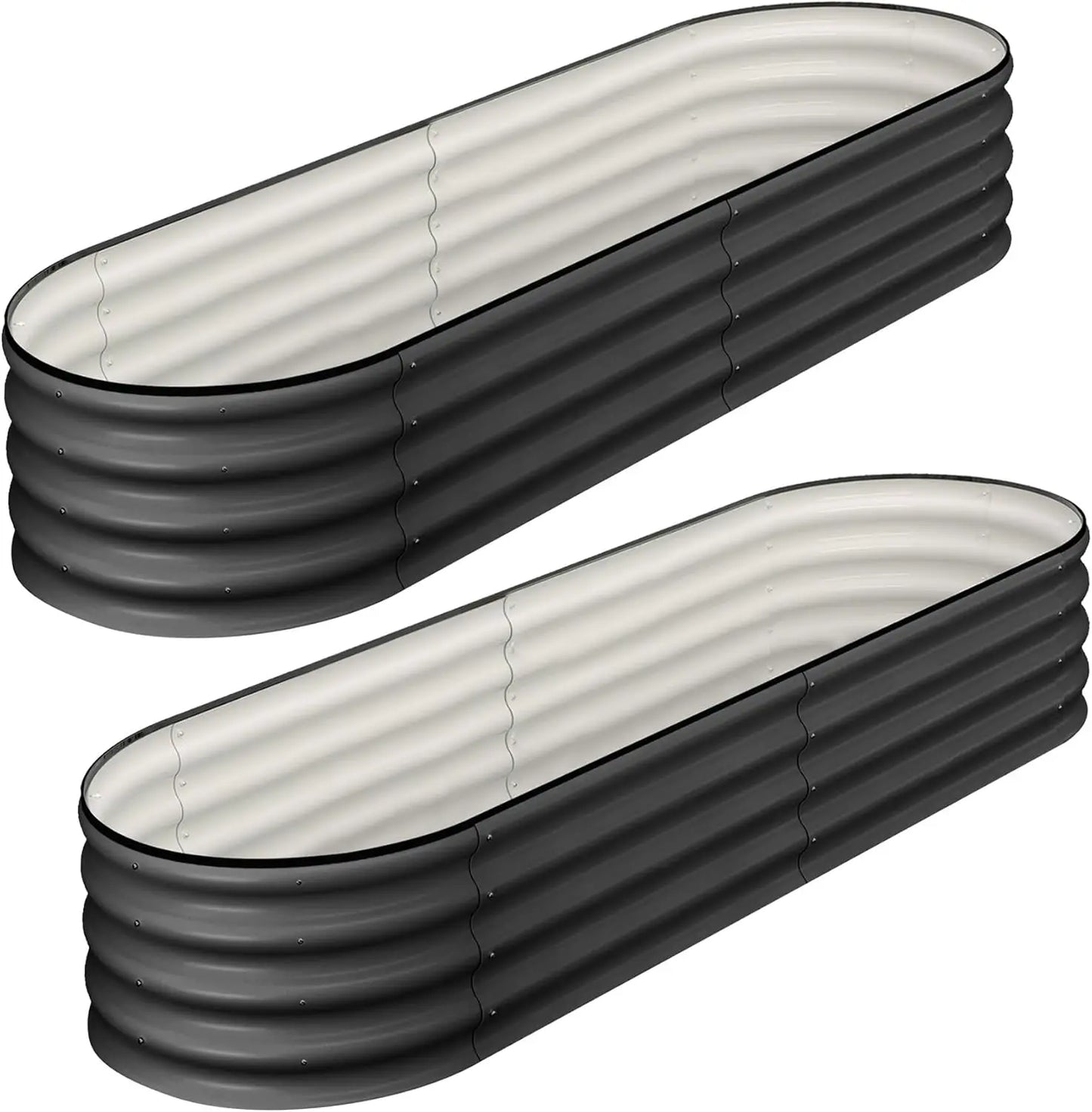 Oval Raised Garden Bed, Galvanized 2 Pcs