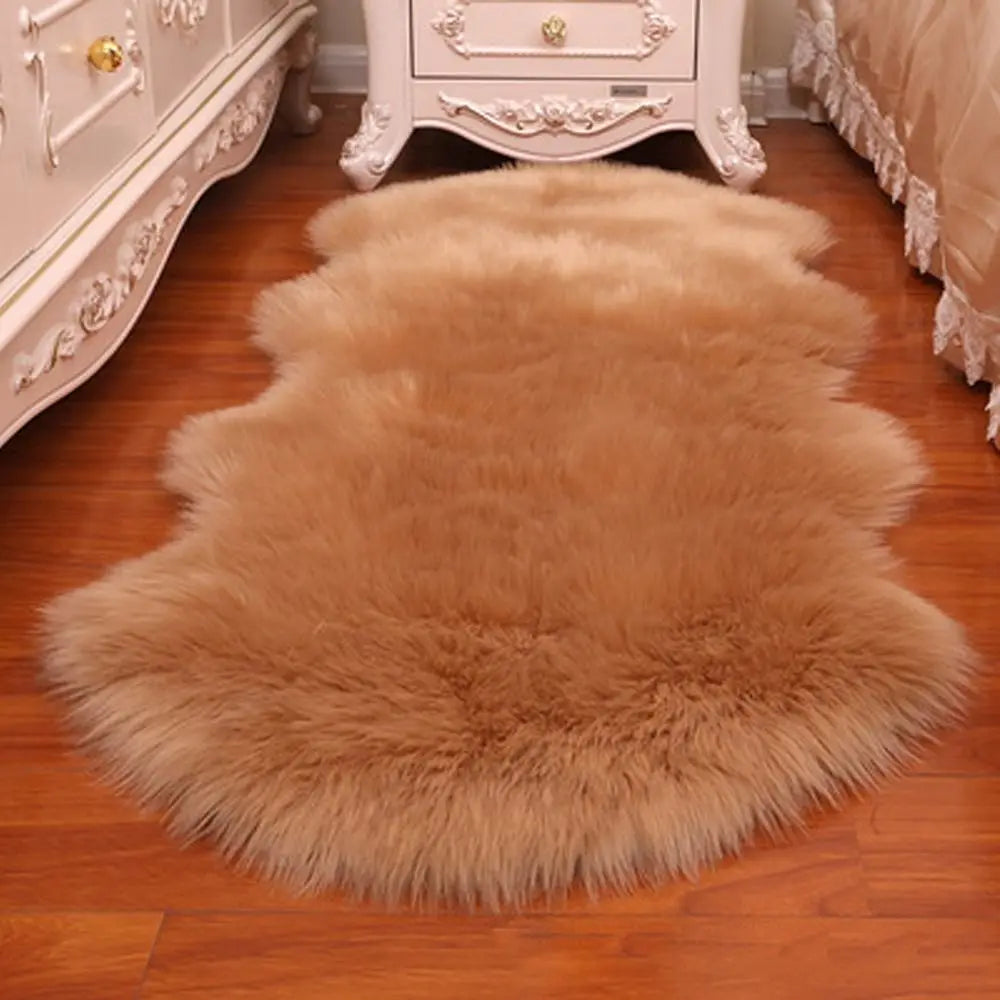 Washable Fluffy Shaggy Non-Slip Faux Fur Sheepskin Rug