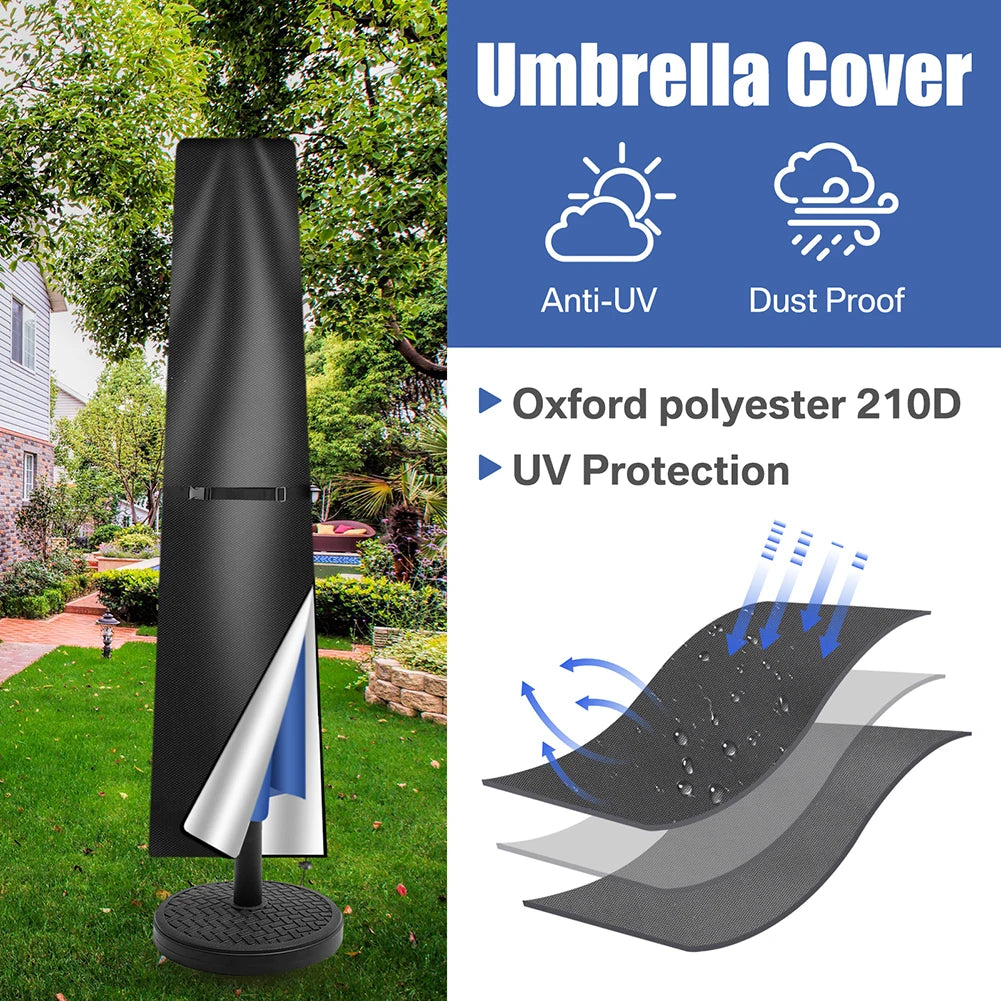 Straight Waterproof Parasol Protective Cover Zip Weatherproof