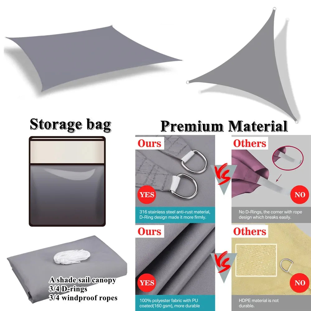 Waterproof Sun Shelter Sunshade Sail Cover Protection